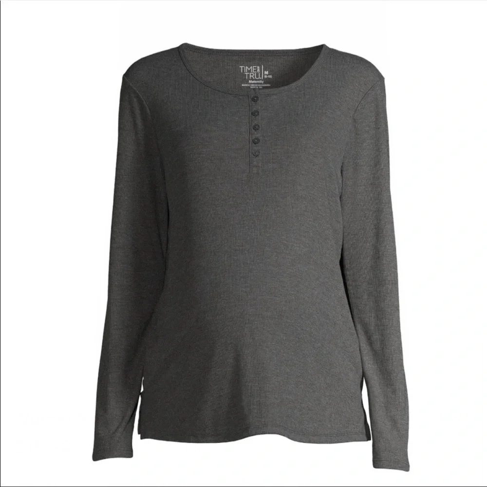 Maternity Women's Long Sleeve Henley T-Shirt - Picture 6 of 6